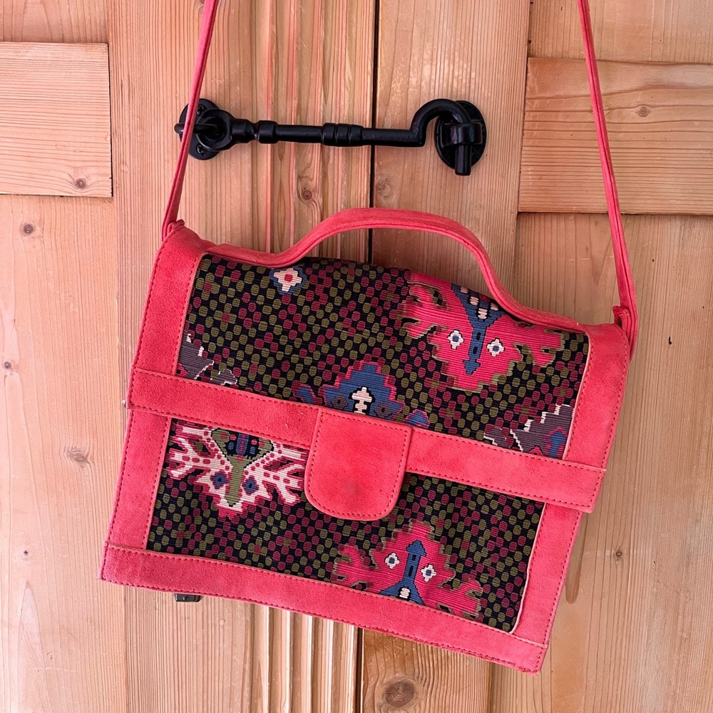 One of a kind pink suede shoulder bag purchased at Opening Ceremony in NYC